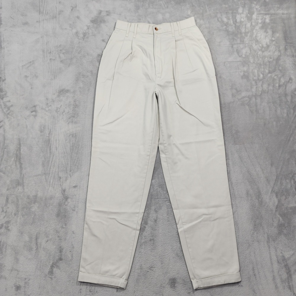 Vintage Chic‎ Pants Womens 28 Beige Khaki Pleated High Rise Cuffed Chino Preppy